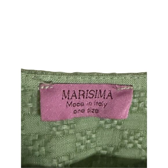 Marisima Linen Embroidered Split Neck Short Sleeve Blouse Green One Size - Picture 3 of 5